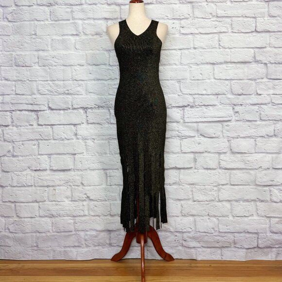 Rails Dresses & Skirts - Rails Kaia Black & Metallic Gold Knit Bodycon Dress